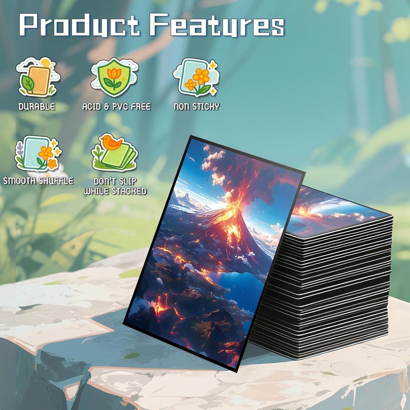 Kiiransr MTG Card Sleeves - Volcanic Island(Blue Red) - Fantasy Dual Lands Series - Ultra Clear Front & Matte Finish Back, 100 Count Standard Size TCG Art Sleeves for Magic The Gathering - Image 5